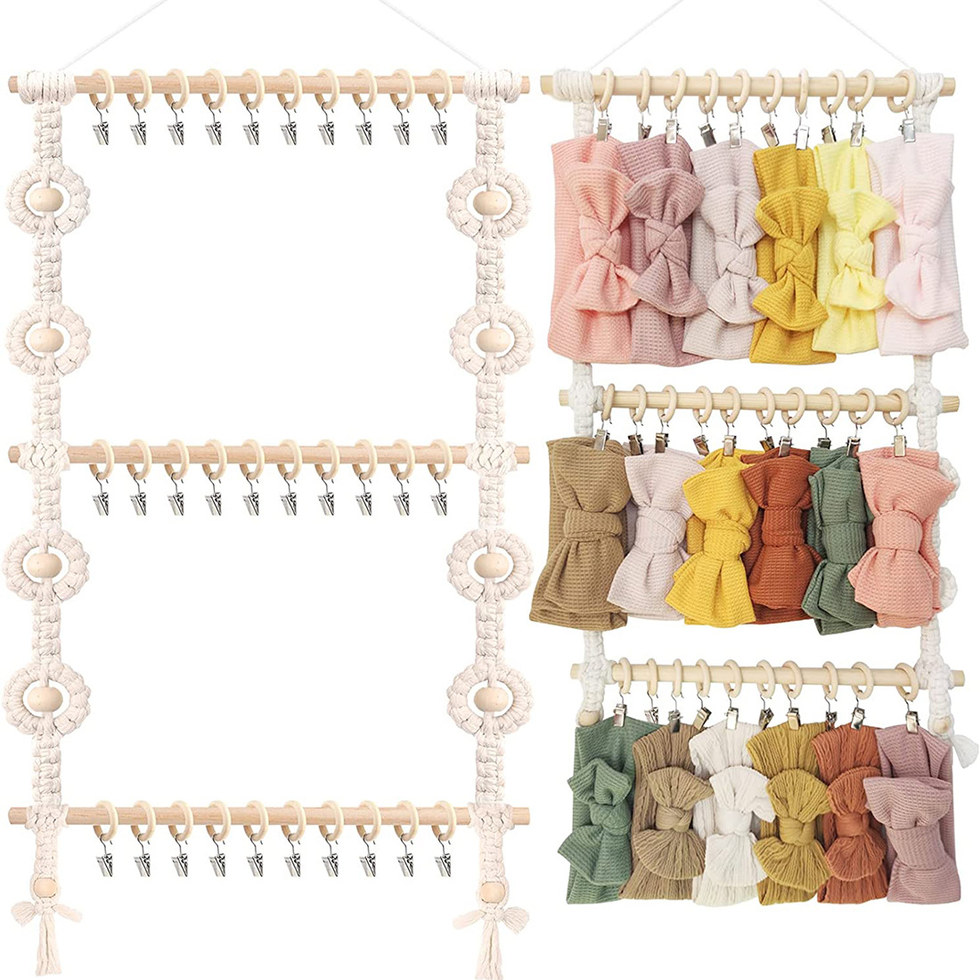 Baby Clothing Hangers - Macrame muur opknoping Boho hoofdband houder