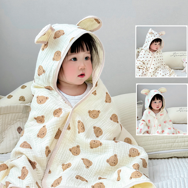Baby Clothing Fabric - Babybadhanddoek 4-laags gaas katoenen mantelhanddoek met