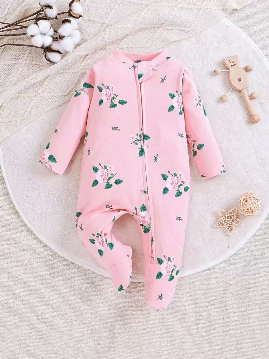 Baby Clothing Zip - Unisex baby pyjama met voetjes, lange