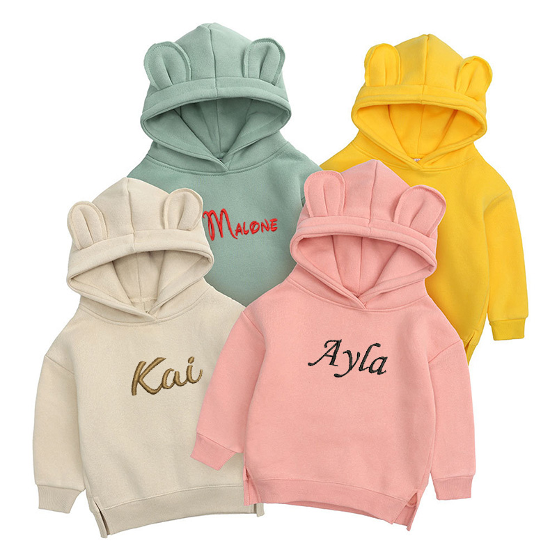 Baby Clothing Names - Gepersonaliseerde Borduurwerk Kinderen Beer Hoodie Aangepaste