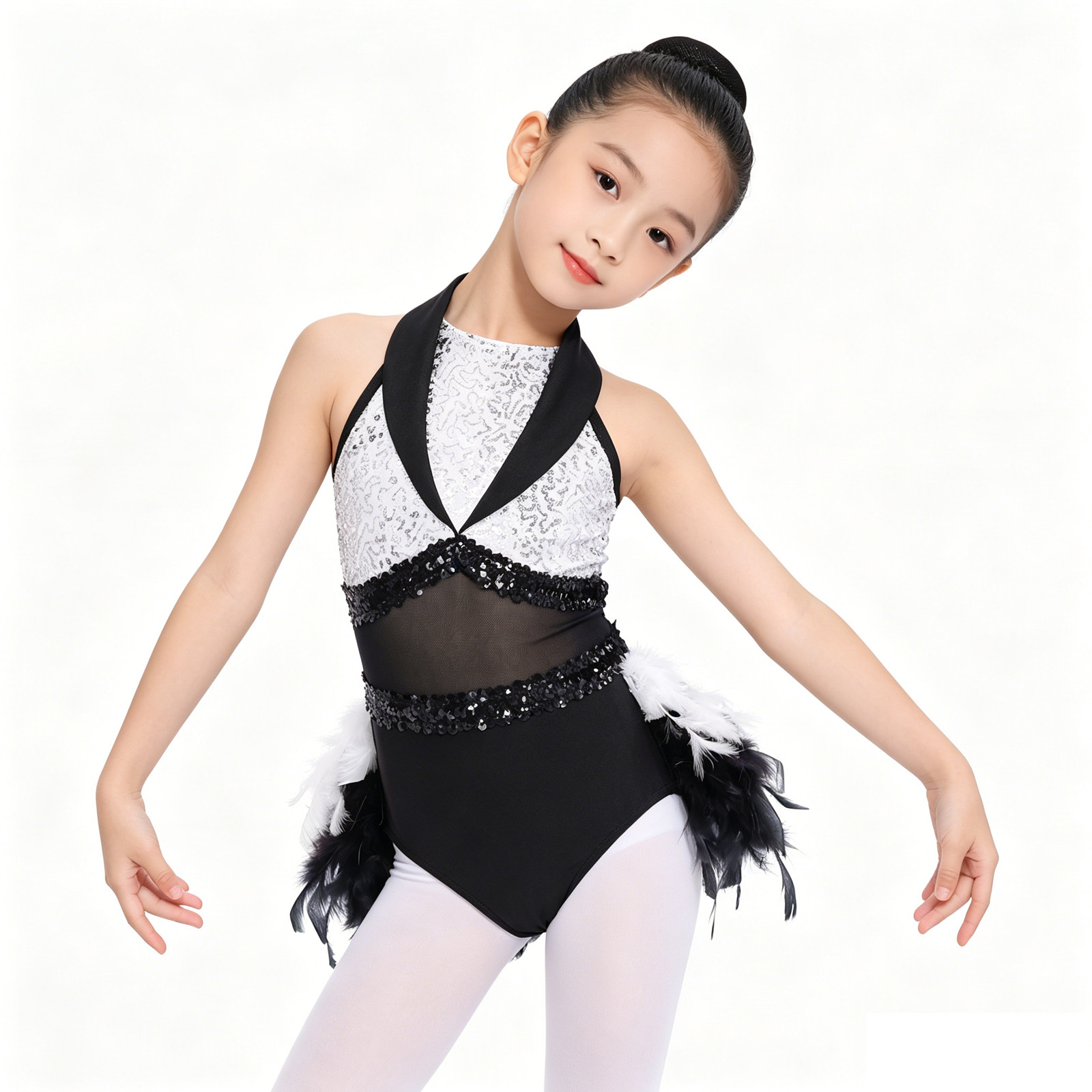 Baby Clothing Size - Tienermeisjes Mouwloze Sequin Sheer Mesh Veer