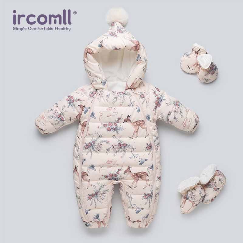 Baby Clothing Zip - Ircomll warme overall witte eendendons baby